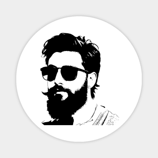 Stencil sketch, bearded man wearing shades Magnet